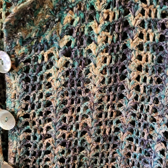 J H Collectibles Multi Women's Top Blouse Open Crochet Knit  Short Sleeve Medium - Picture 4 of 6